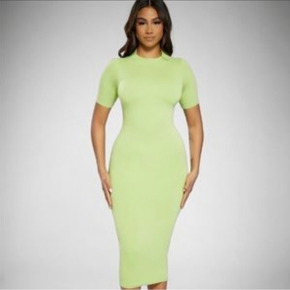 Naked Wardrobe Sweet T Dress in color Kiwi
